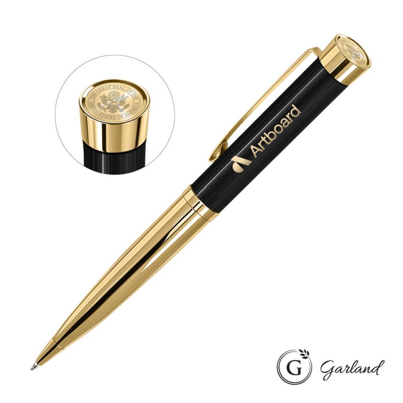 Garland®-Executive-Custom-Emblem-Monogram-Twist-Pen-Gold-GAR107-BGM Garland® Executive Custom Emblem Monogram Twist Pen - Gold