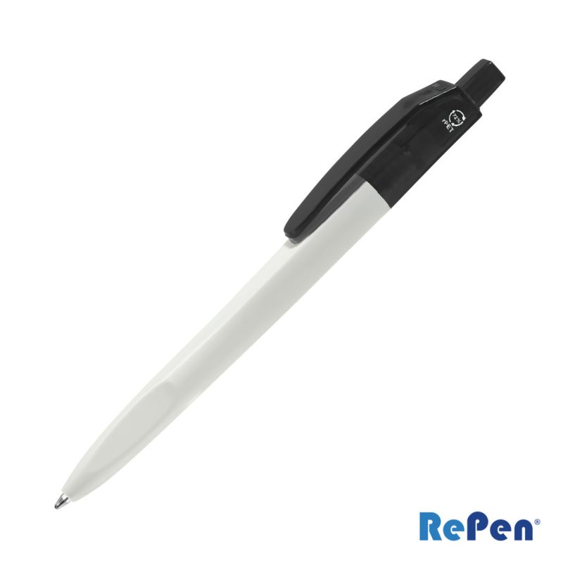 RePen® Squared White w/Translucent Clicker rPET Pen - 1