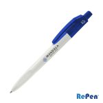 RePen® Squared White w/Translucent Clicker rPET Pen - 2