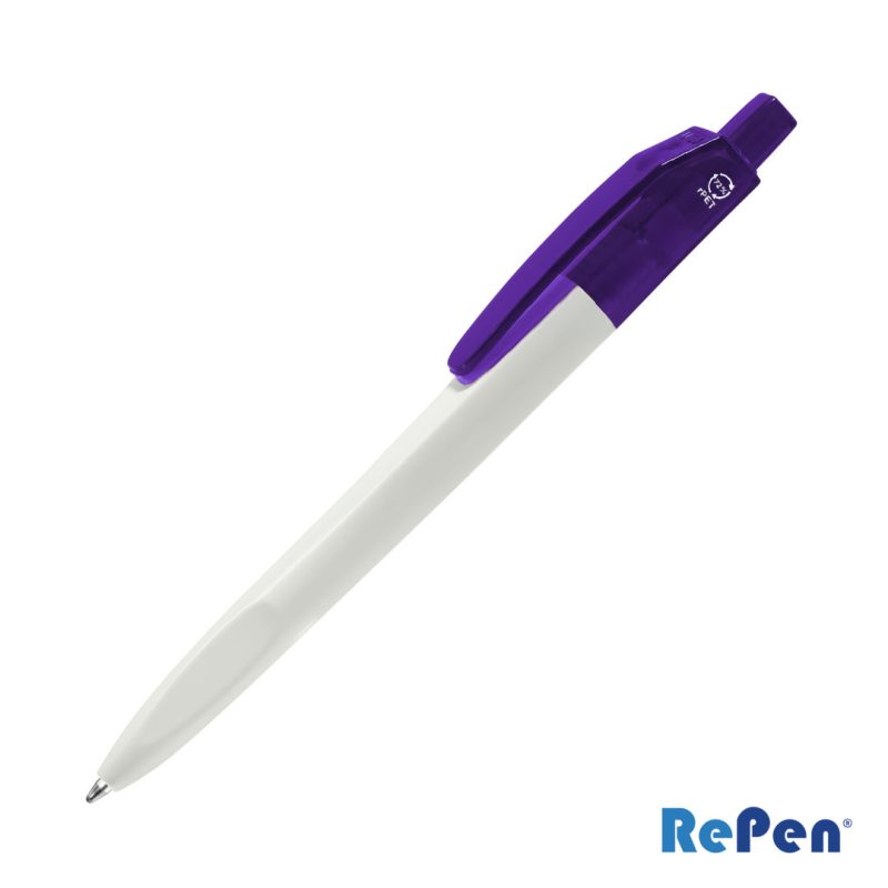 RePen® Squared White w/Translucent Clicker rPET Pen - 6