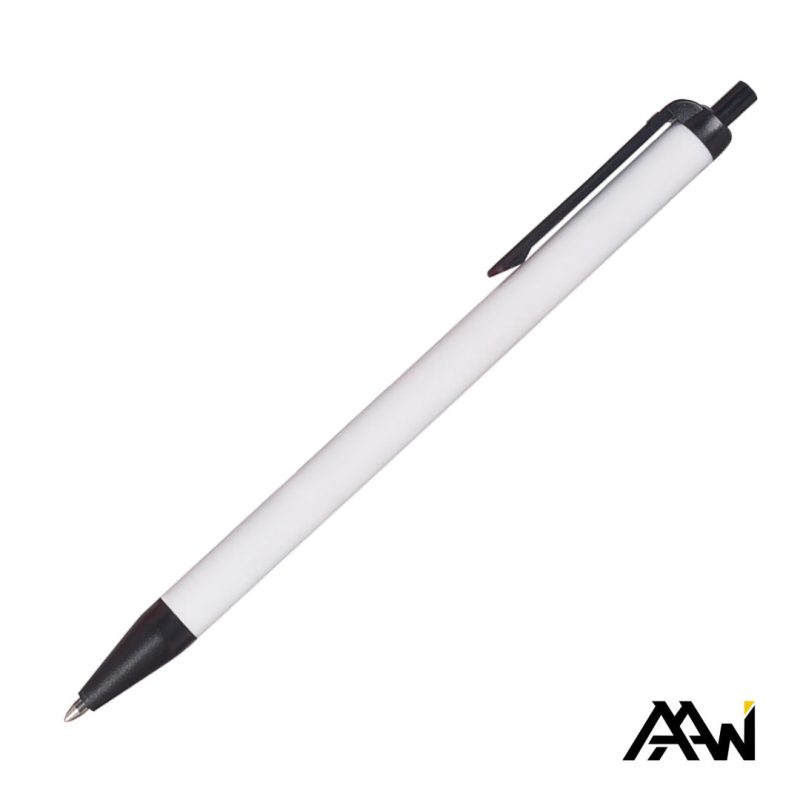 Value Slim Pen w/Glossy White Barrel - Matte Colored Accent - 1