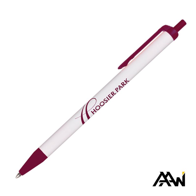 Value Slim Pen w/Glossy White Barrel - Matte Colored Accent - 5