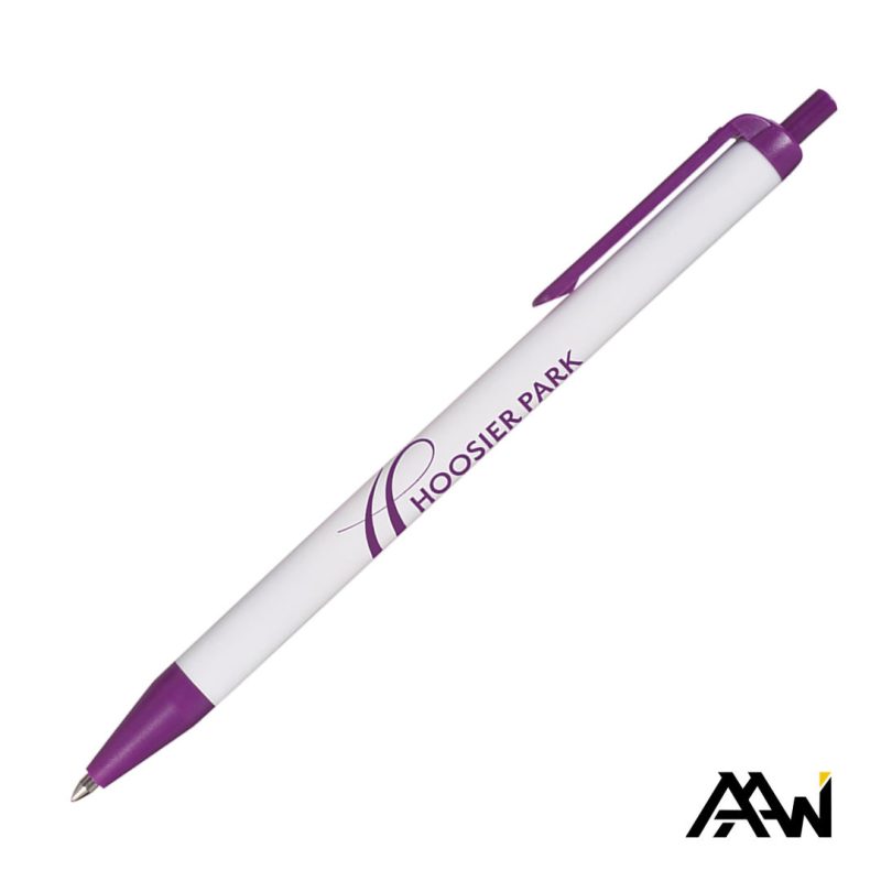 Value Slim Pen w/Glossy White Barrel - Matte Colored Accent - 7