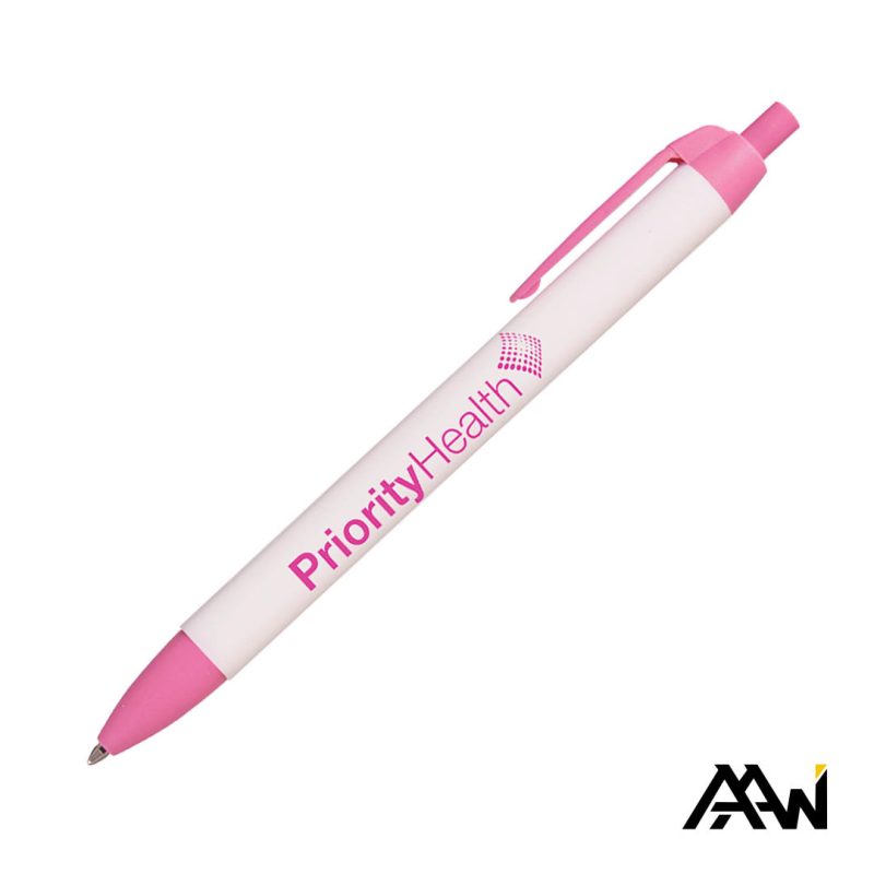 Widebody Pen w/Glossy White Barrel - Matte Colored Accent - 5