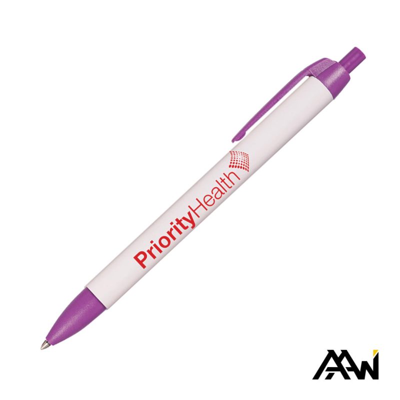 Widebody Pen w/Glossy White Barrel - Matte Colored Accent - 6