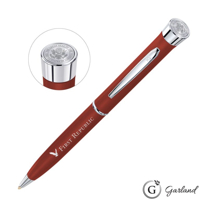 Garland Color Matte Custom Emblem Twist Pen - Chrome - 7