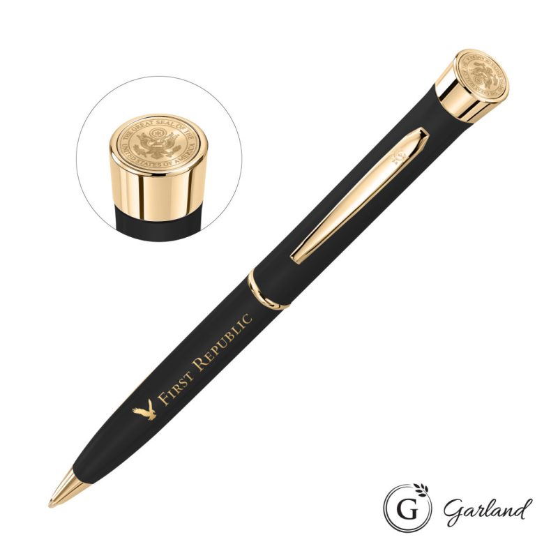 Garland Color Matte Custom Emblem Twist Pen - Gold