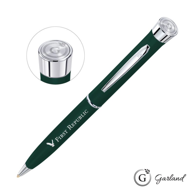 Garland Color Matte Emblem Twist Ballpoint Pen - Chrome - 3
